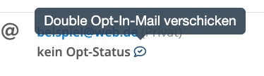 Screenshot: Beispiel E-Mailadresse mit Option zum DOI Versand