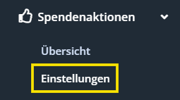 Screenshot des Menüpunkts Einstellungen