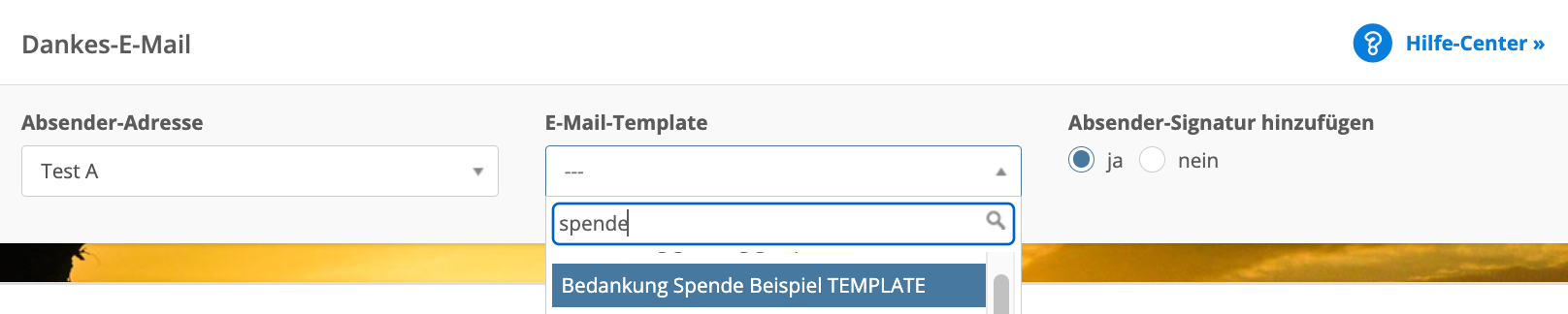 Screenshot einer Beispiel-Einrichtung