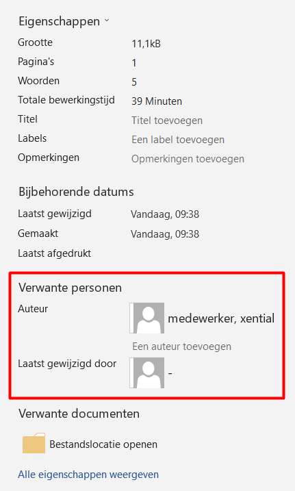 Metadata links window with the property linked to lastsavedby