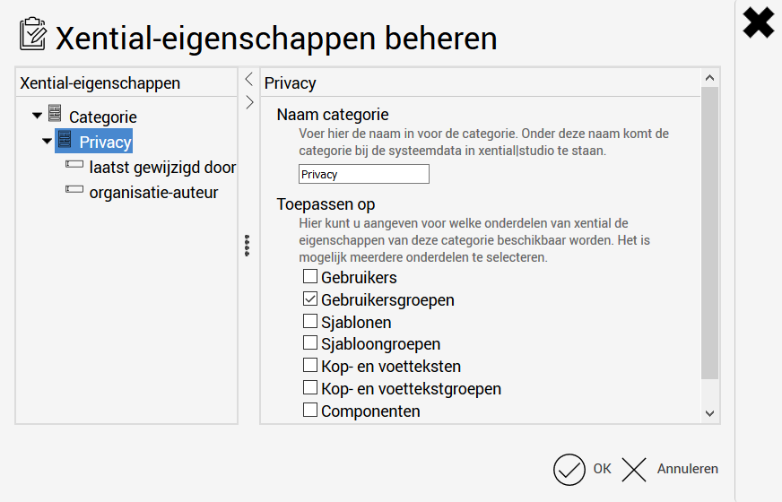 Creating a category with Apply to User groups selected