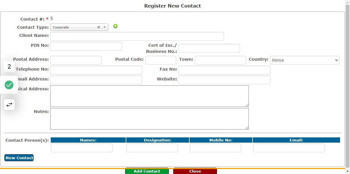 A form will pop out will the registration details
