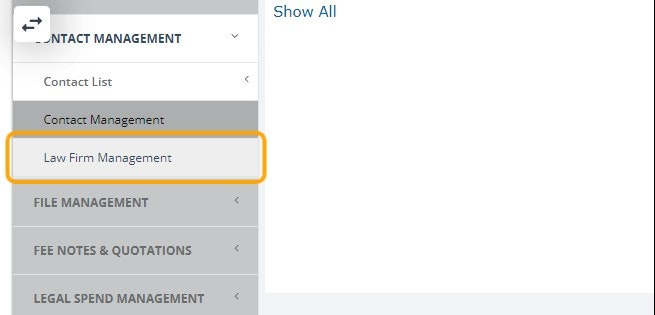 Click on Law Firm Management link