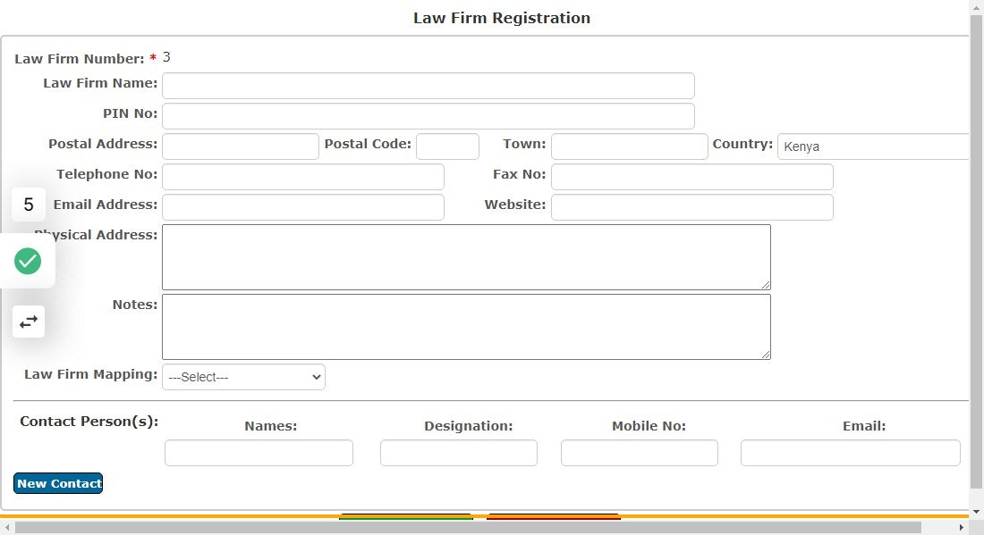 A law firm registration form will pop out
