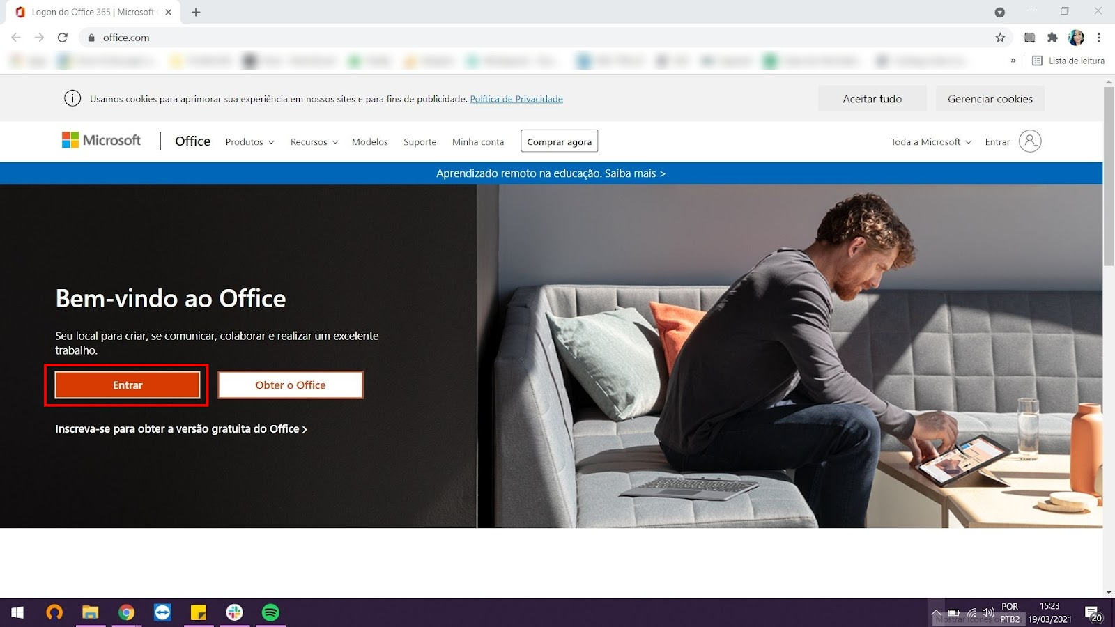 Acesse o site do Office (Foto: Reprodução/Microsoft)