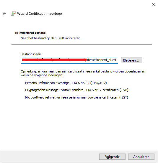 Select certificate file