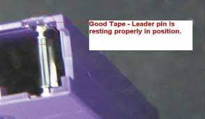 Good tape cartridge with the leader pin resting properly in its correct position