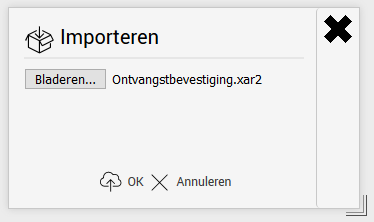 Import window in xential|manager with the Browse option to select an export file