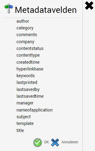 Selecting a metadata field via Link metadata