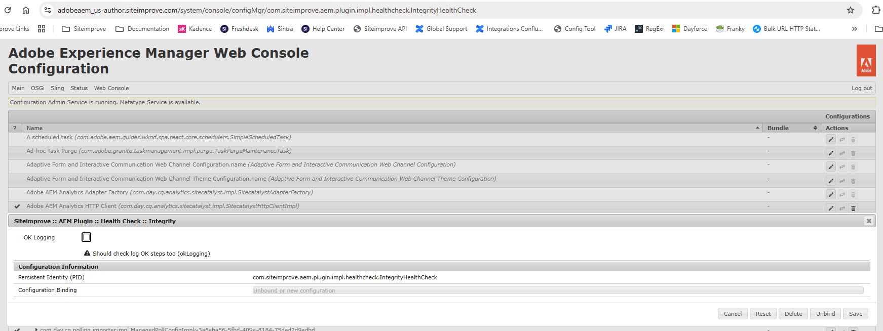 IntegrityHealthCheck Configurations
