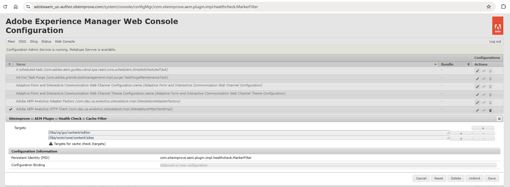 Screenshot of MarkerFilter Configurations
