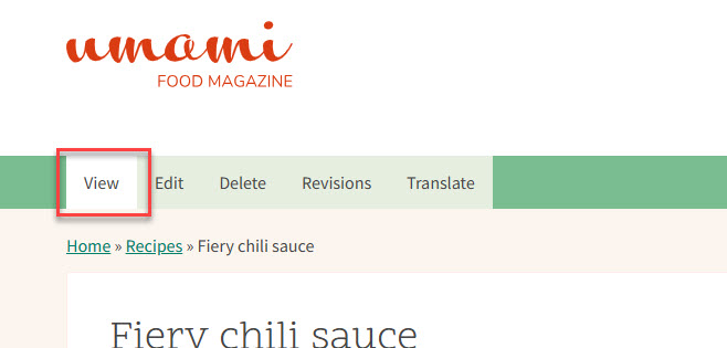 Screenshot of selecting View mode in Drupal
