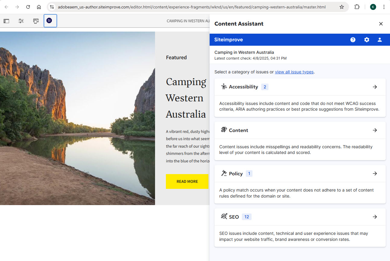 Screenshot of completed Prepublish check in AEM Experience Fragments