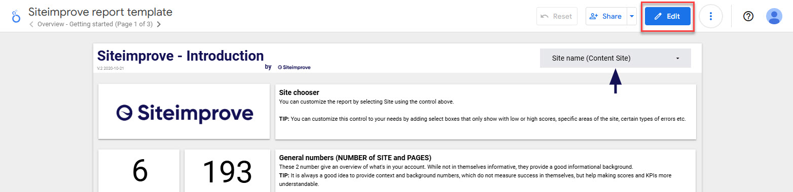 Screenshot of selecting the editing button