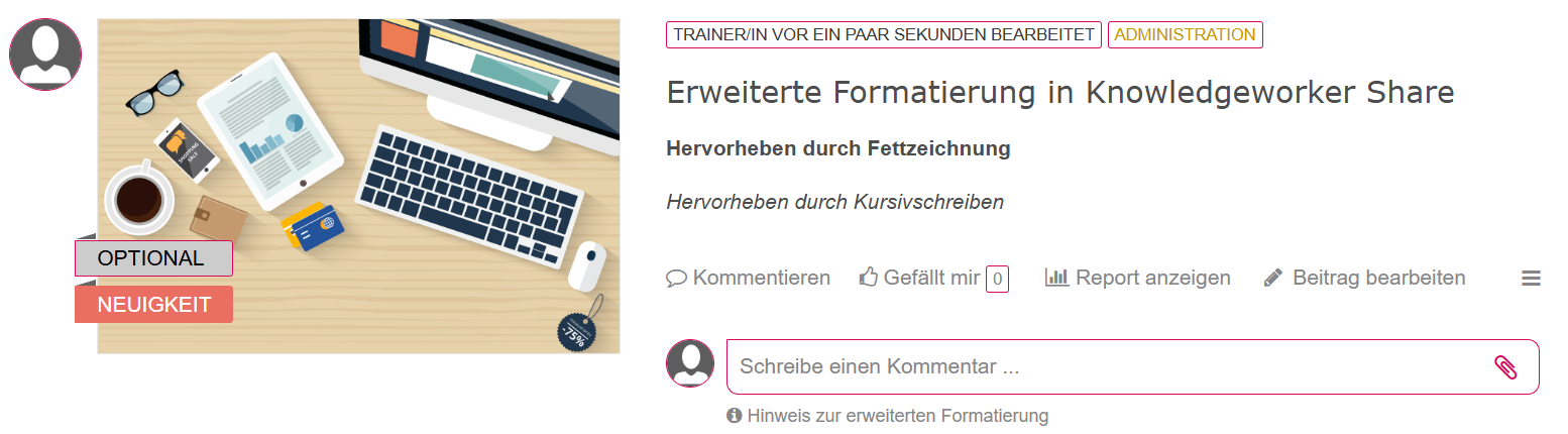 Erweiterte Formatierung: Textauszeichnung