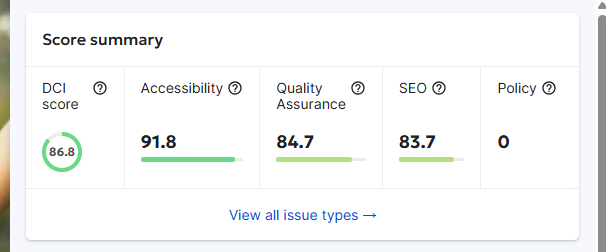 Screenshot of Score summary section in the CMS plugin overlay