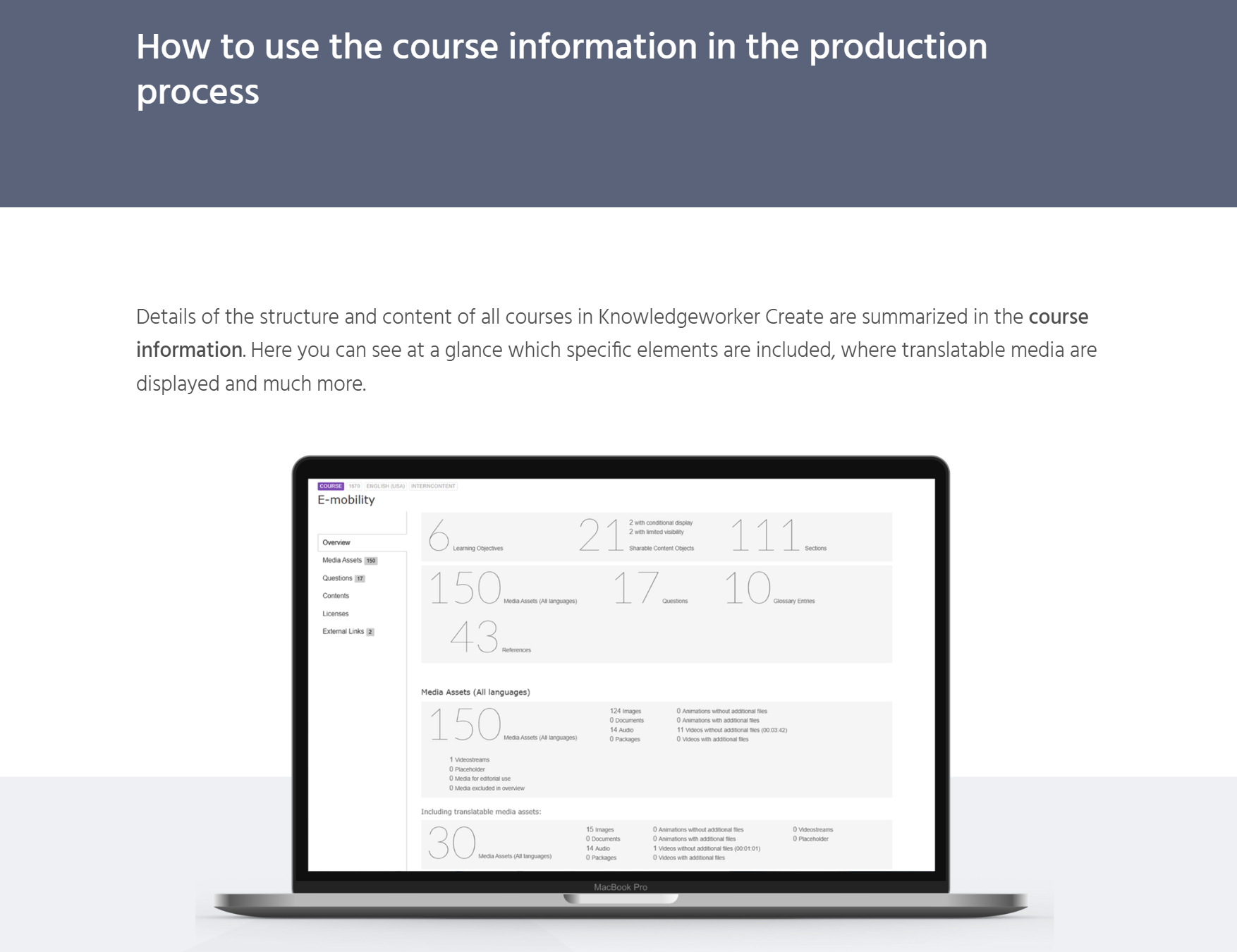 Preview online course How to use the course information in the production process