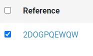 Checkbox selected next to a reference code to open its details.