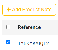 Tick the checkbox for the item you want to update, then click Add Product Note.