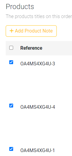 Tick the checkboxes next to the items you want to update in the order.