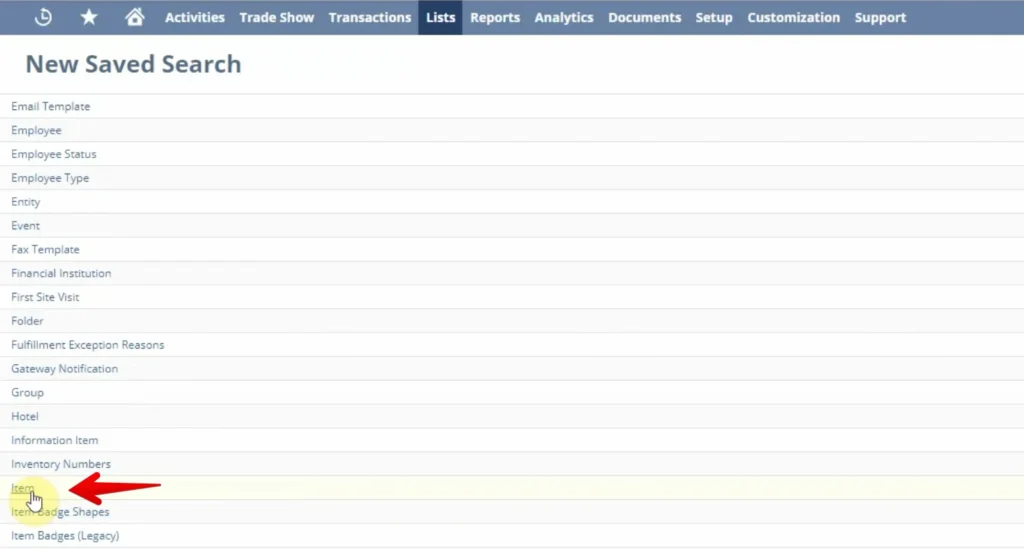 choosing Search Objectives for netsuite saved search