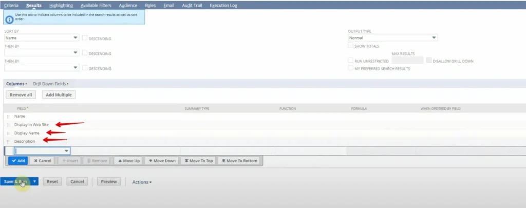 Load the netsuite saved search Results