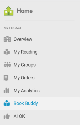 Engage menu with Book Buddy option highlighted