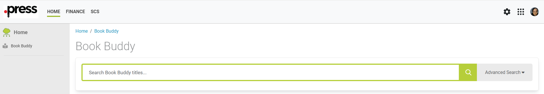Origin platform after signing in, showing the Home tab selected and the Book Buddy option opened from the left-hand menu, with the Book Buddy search interface visible.