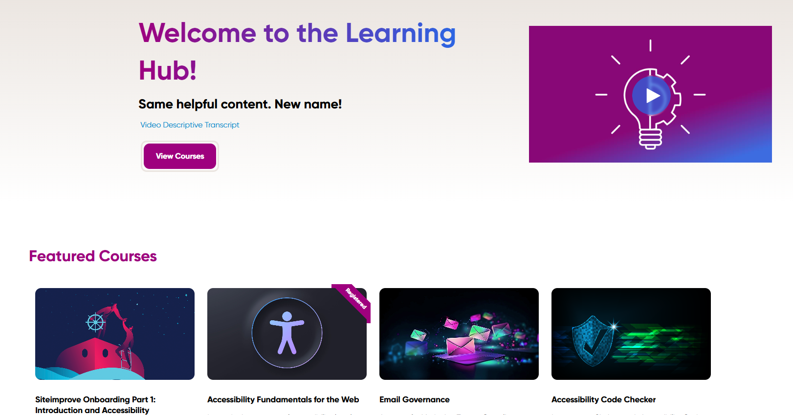Frontier portal website showing featured courses