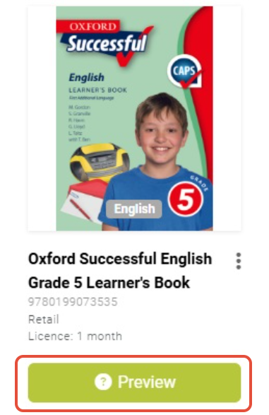 Oxford Successful English Grade 5 Learner’s Book with Preview button highlighted
