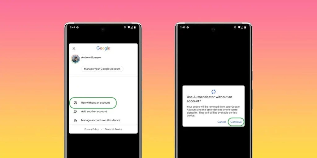 Google Authenticator without sync