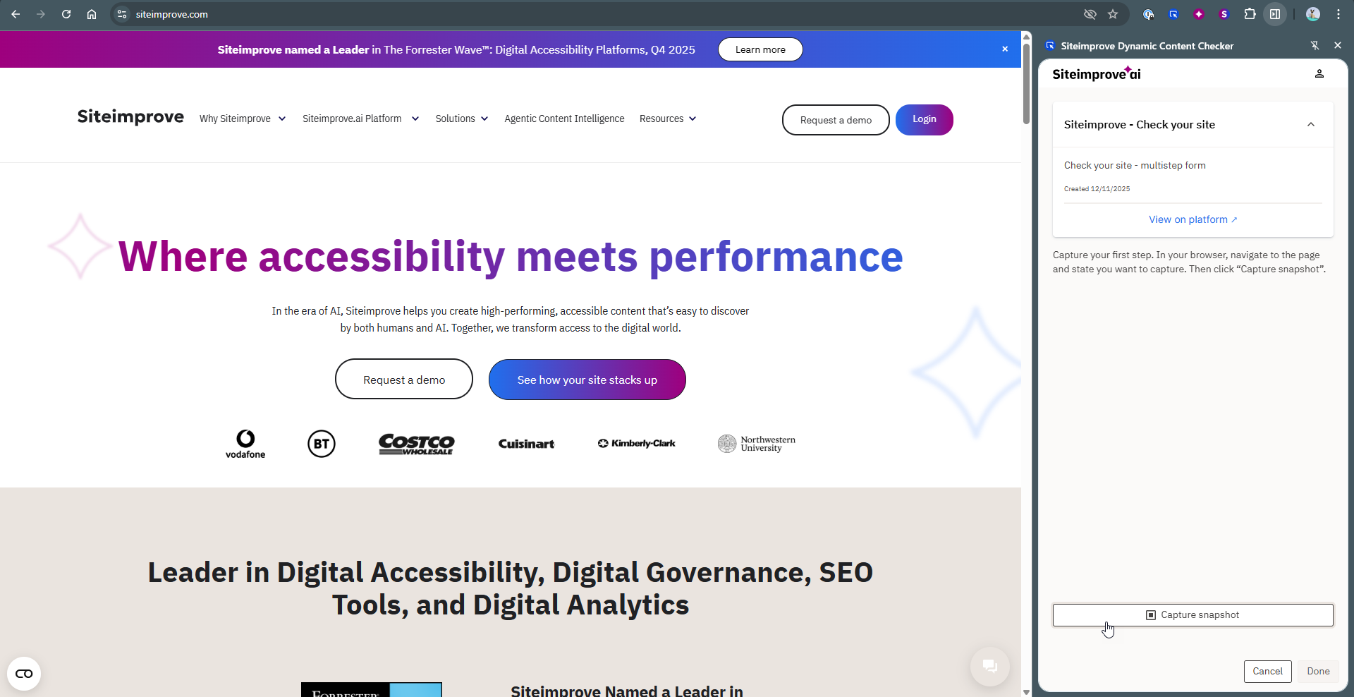 Capture snapshot option in the extension