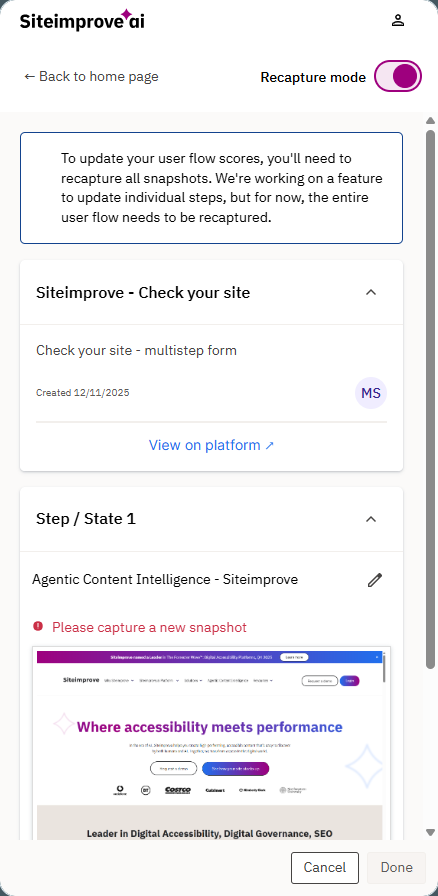 turn on recapture mode