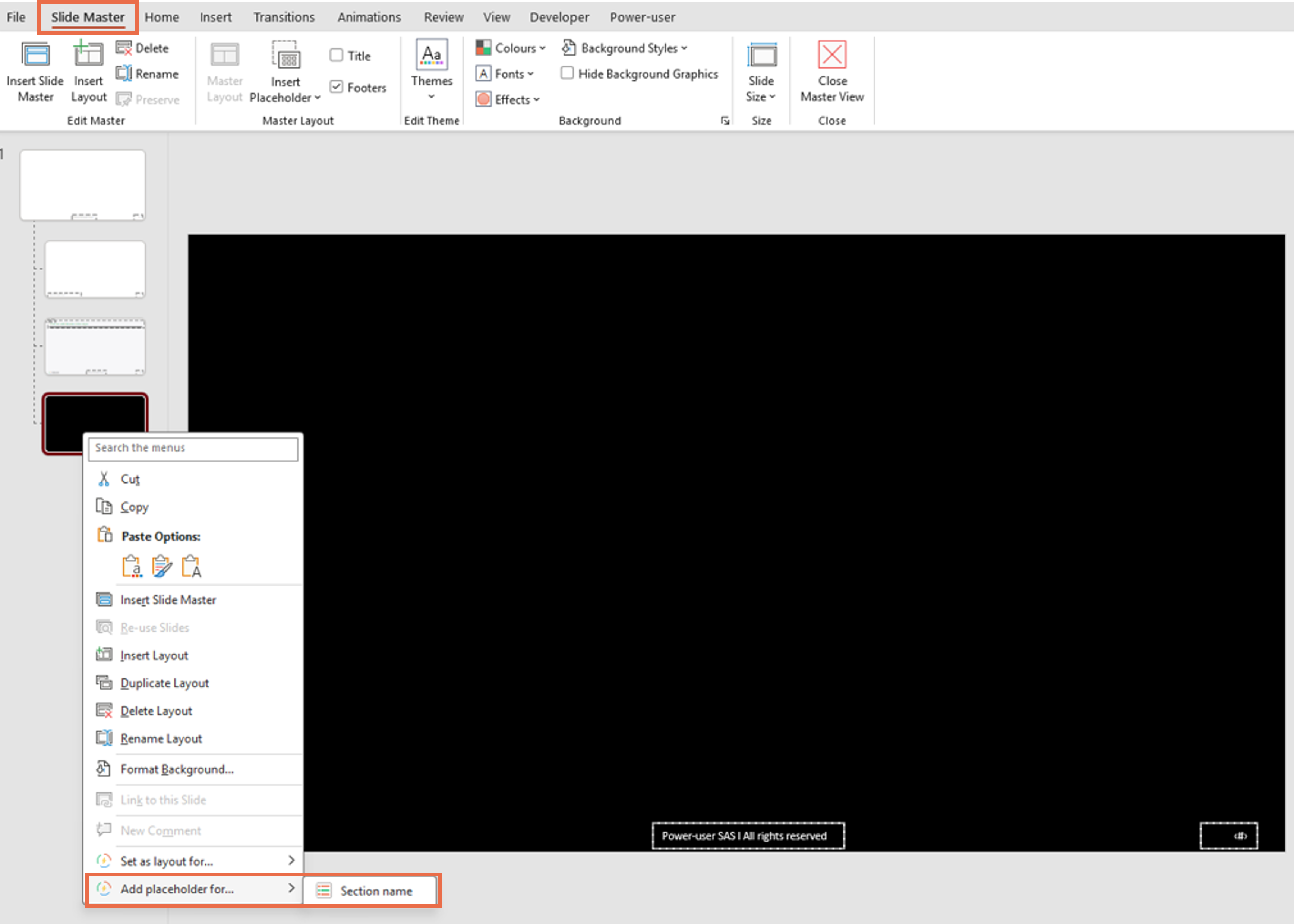 Customize Breadcrumbs position and format by layout in PowerPoint