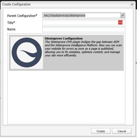 Screenshot of Creat Configuration Options