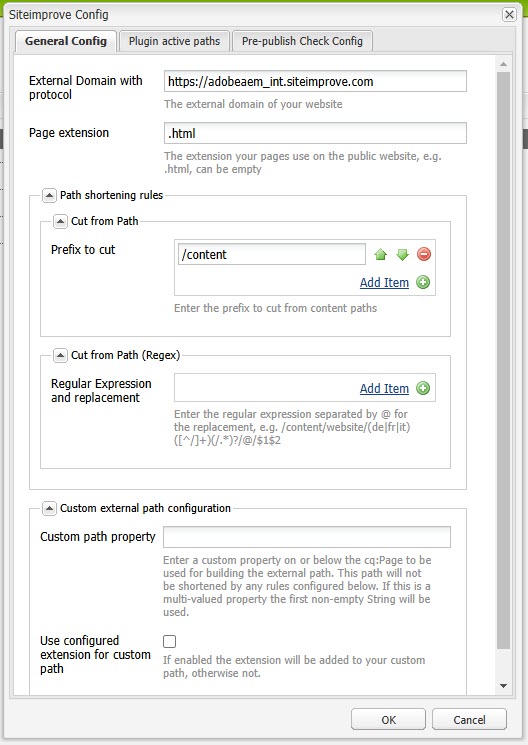 Screenshot of General Config Tab