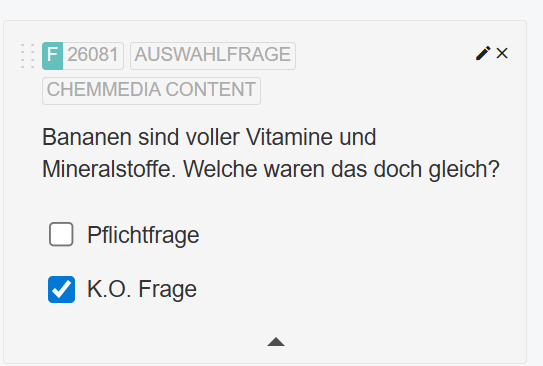 Checkbox K.O. Frage aktiviert