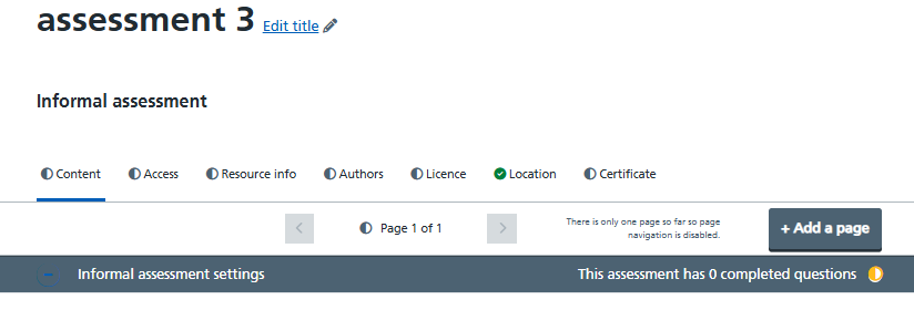 Case edit screen with the list of menu items and Add page button below