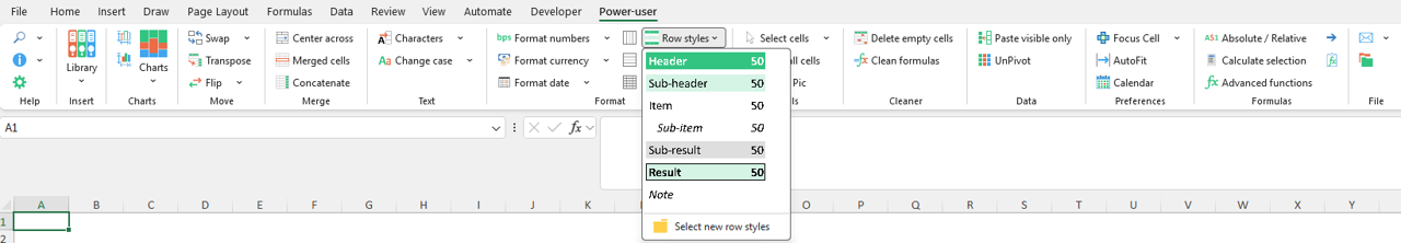 Power-user apply table styles by row