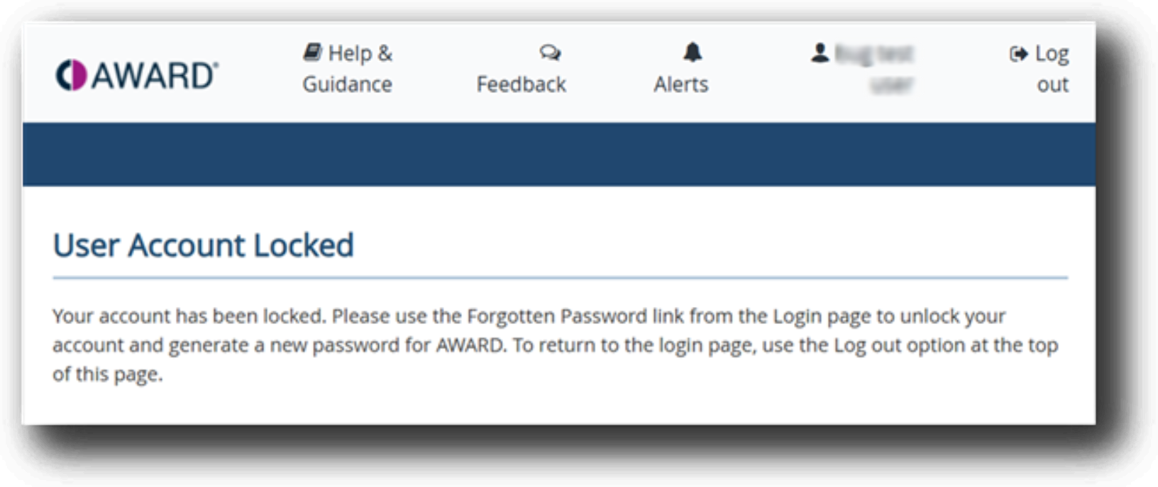 image of user account locked screen and message
