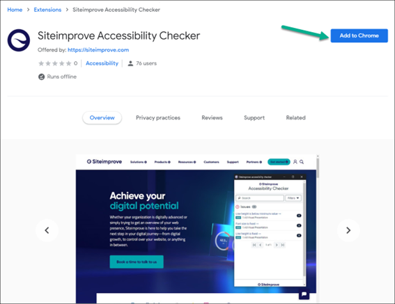 2. Add the Siteimprove Accessibility browser extension