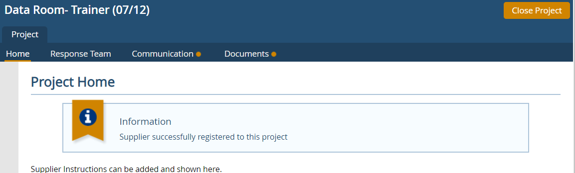 A sample image showing the AWARD home page when logged in.