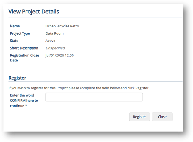 Image: Registrations confirmation screen