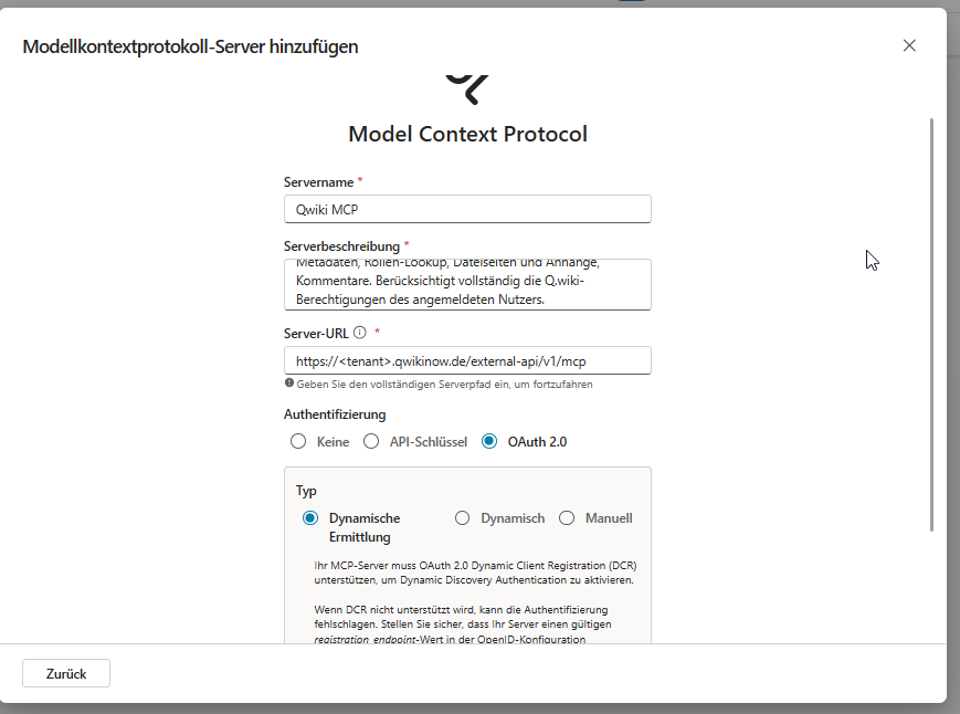 „Add Model Context Protocol server