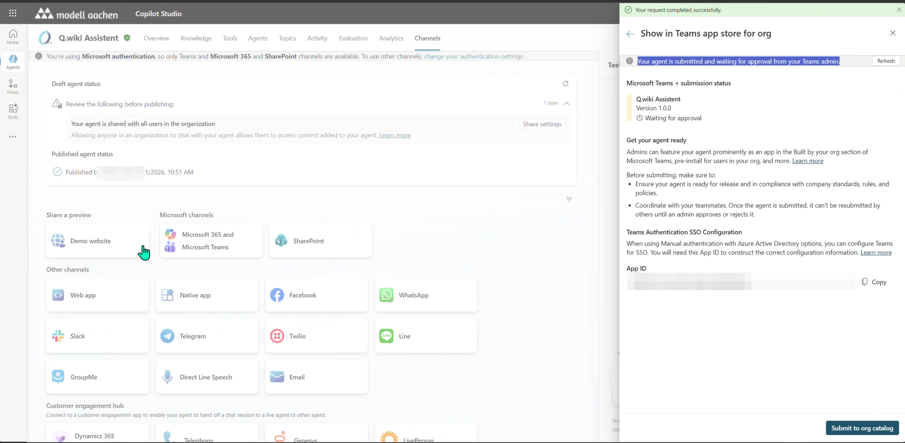 „Show in Teams app store for org