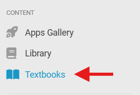 Sections labeled Apps Gallery, Library, and Textbooks