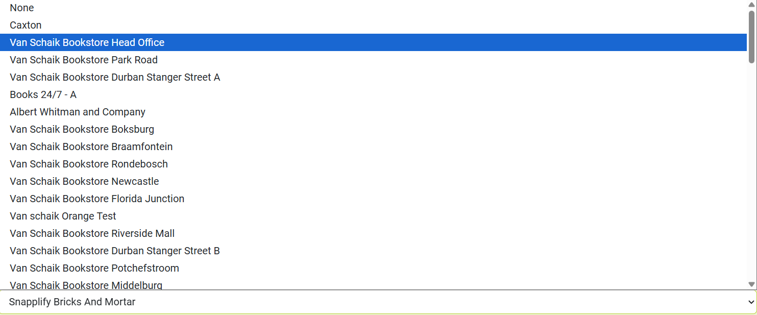 Preferred Bookseller dropdown list showing many various booksellers to choose your preferred bookseller.