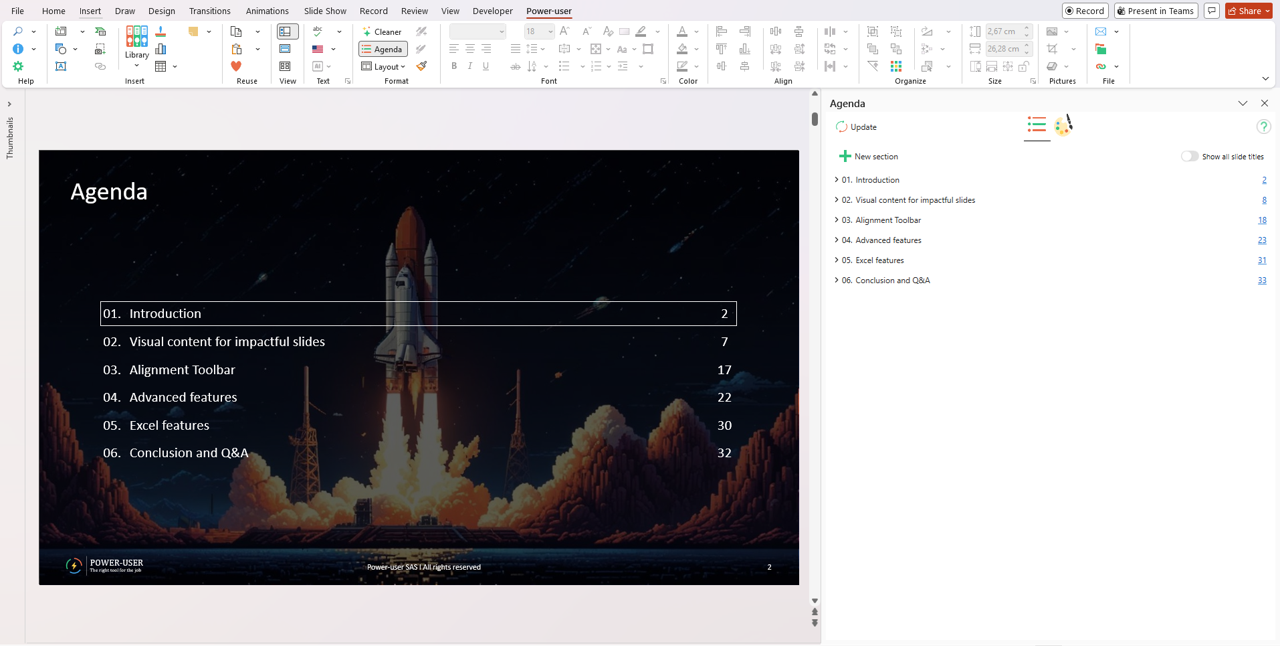 Power-user l Agenda pane