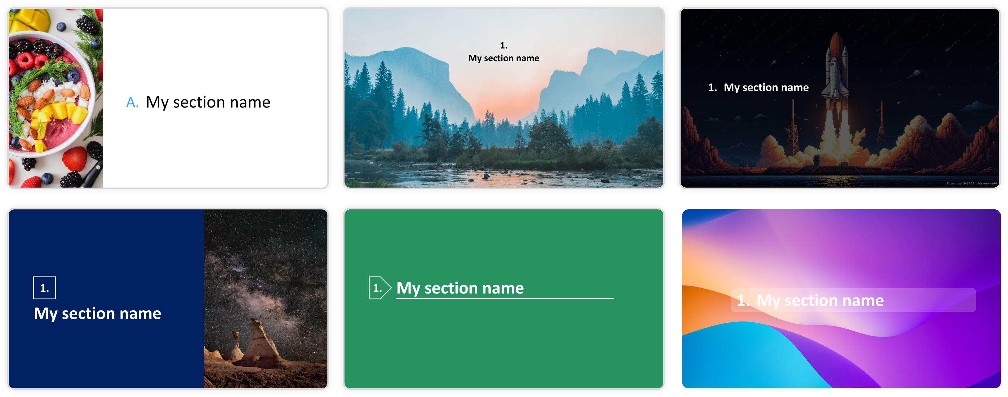 Power-user automatic agenda builder - examples of section dividers with current section onlyslides