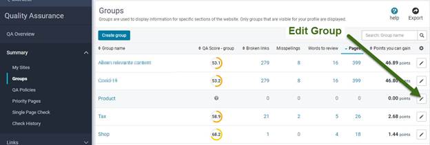 A screenshot showing empty groups